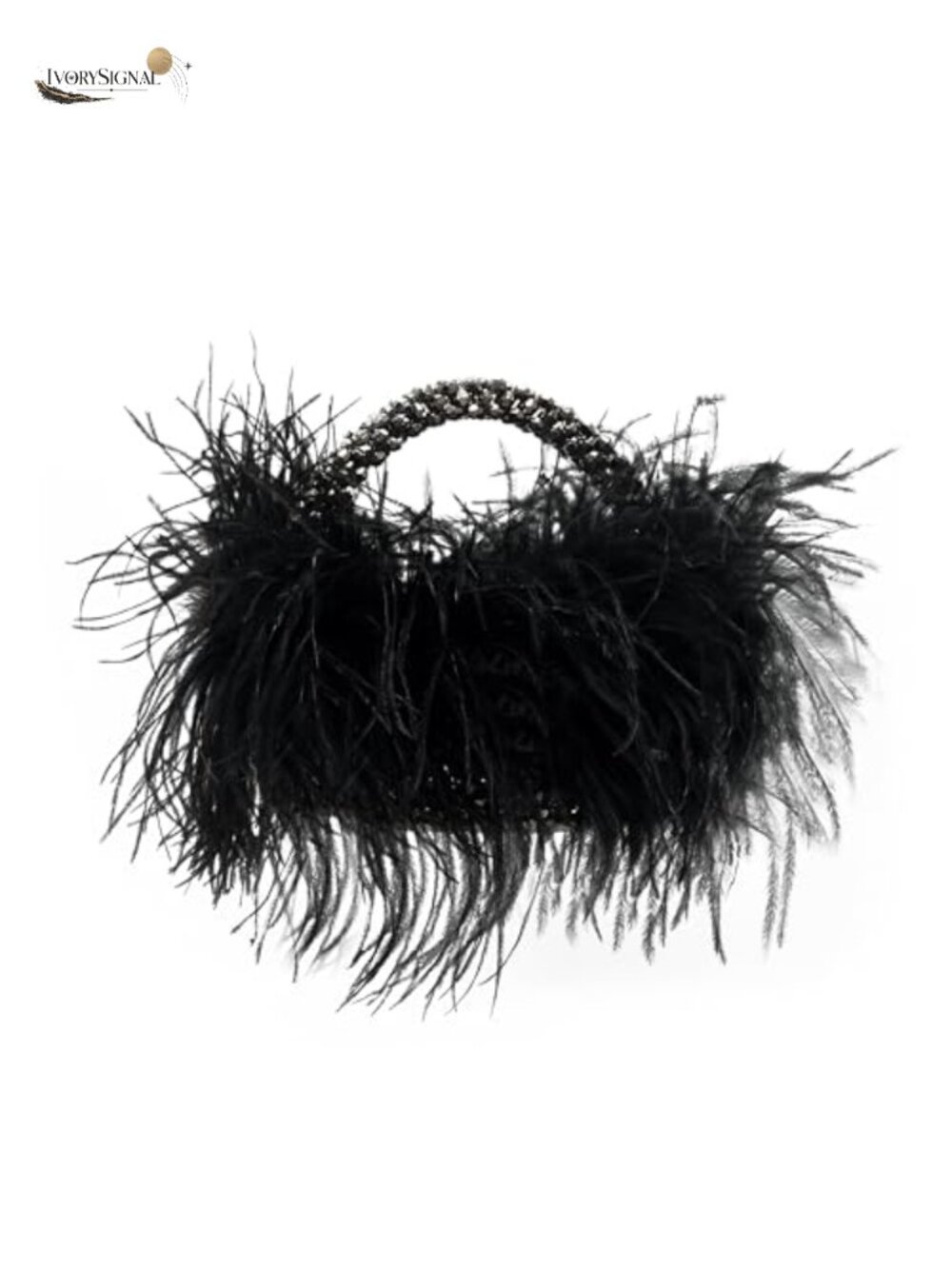 Handcrafted Ostrich Feather Beaded Clutch Evening Bag Women